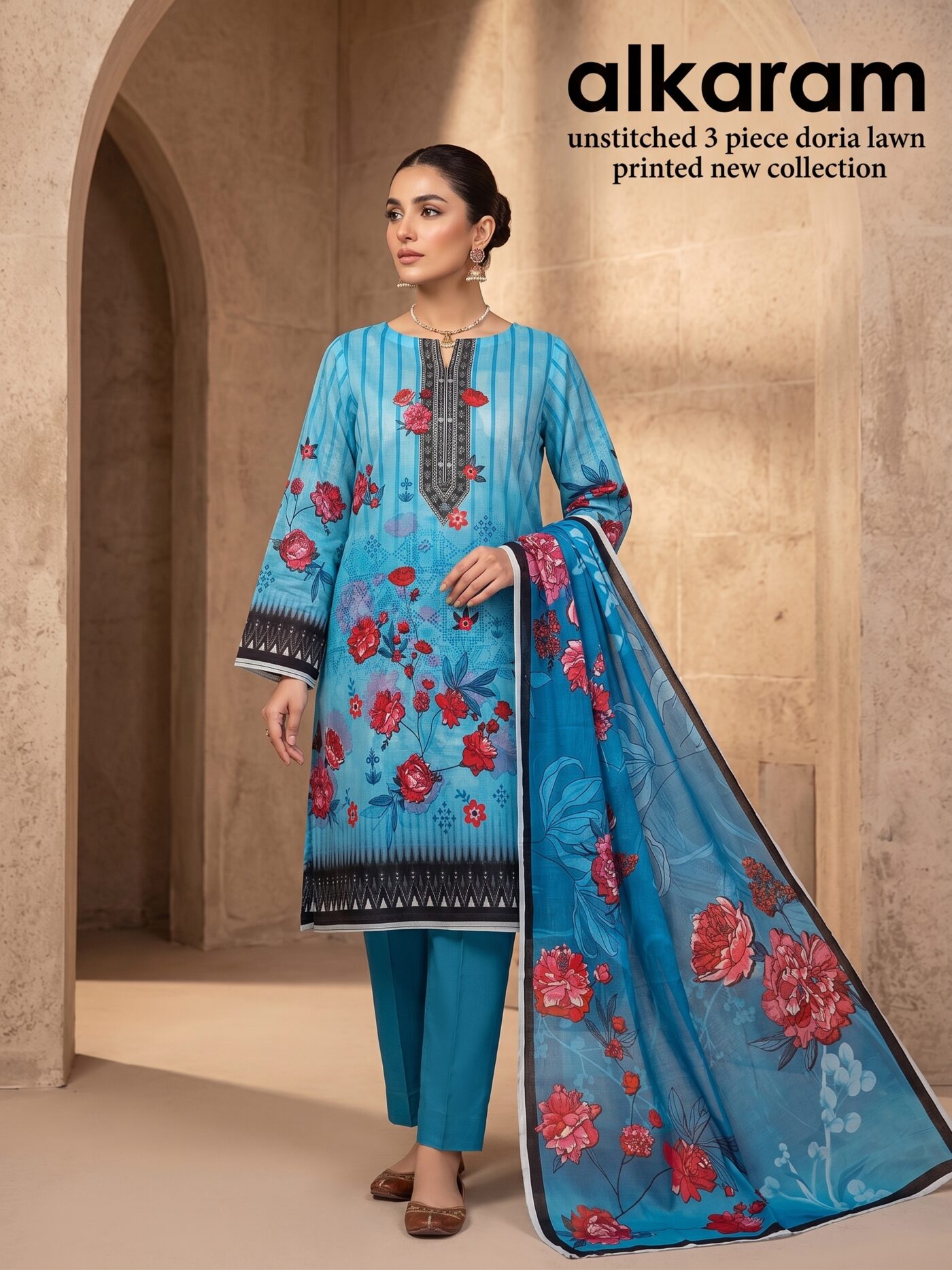 Doria Print Lawn — 3 Piece